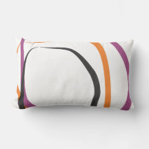 White Throw Pillow w/ Purple & Tangerine Accents