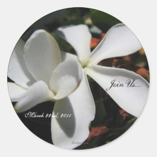 White Tiare Flower Custom Wedding Envelope Seals