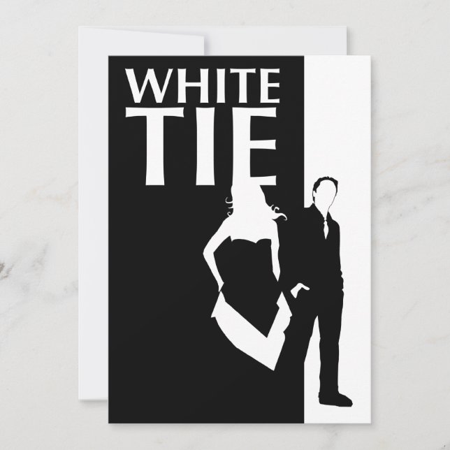 white tie affair : serious silhouette invitation (Front)