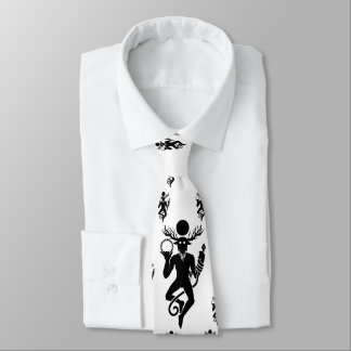 White tie with Cernunnos pattern
