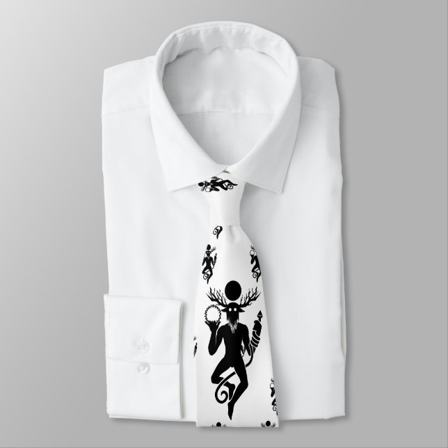 White tie with Cernunnos pattern (Tied)