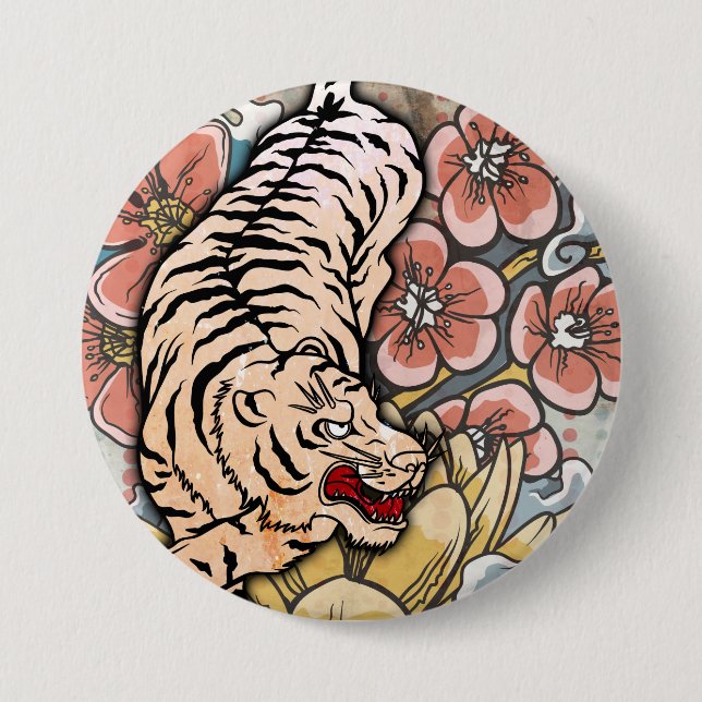 White Tiger 7.5 Cm Round Badge (Front)