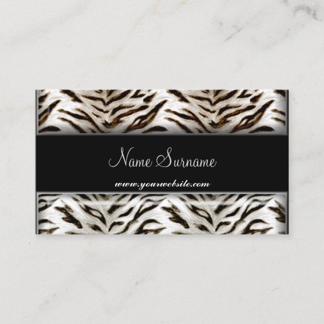 White Tiger and Black Business Card (Front)