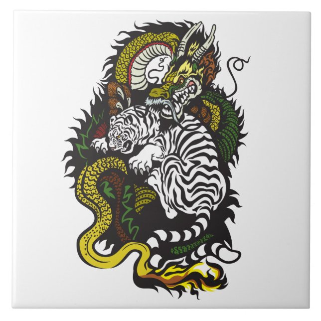 white tiger and green dragon tile (Front)