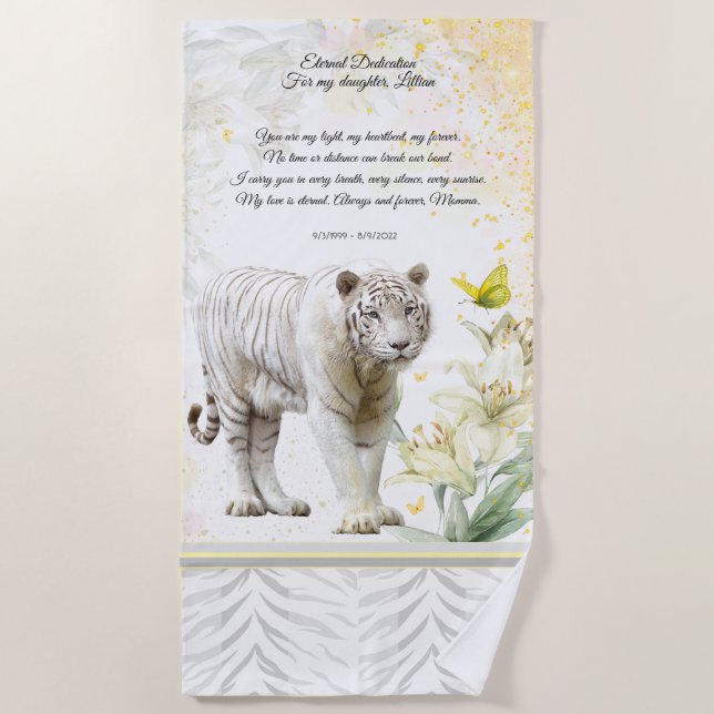 White Tiger and Lilies Devotion Towel (Front)