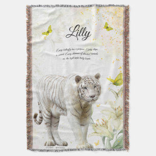 White Tiger and Lilies Throw Blanket