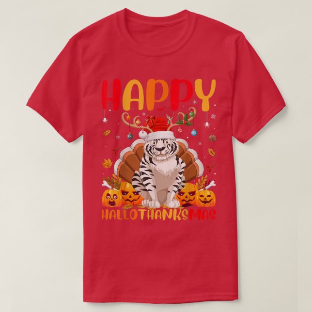 White Tiger Animal Lover Happy White Tiger HelloTh T-Shirt (Design Front)