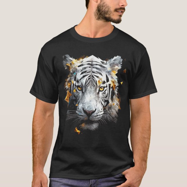 White Tiger - Art Animal Motif Tiger T-Shirt (Front)
