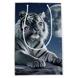 White tiger art medium gift bag