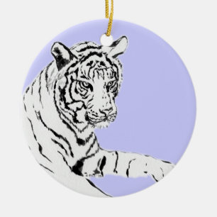 White Tiger Art Painting Ornament