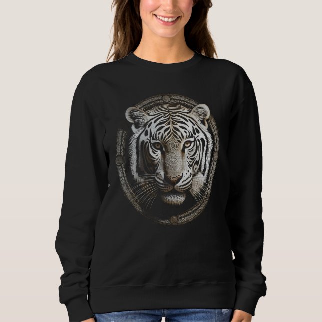 White Tiger Artwork  Animal Tiger Sweatshirt (Front)