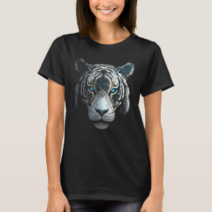 White Tiger - Blue Eyes Animal Artwork - Tiger T-Shirt