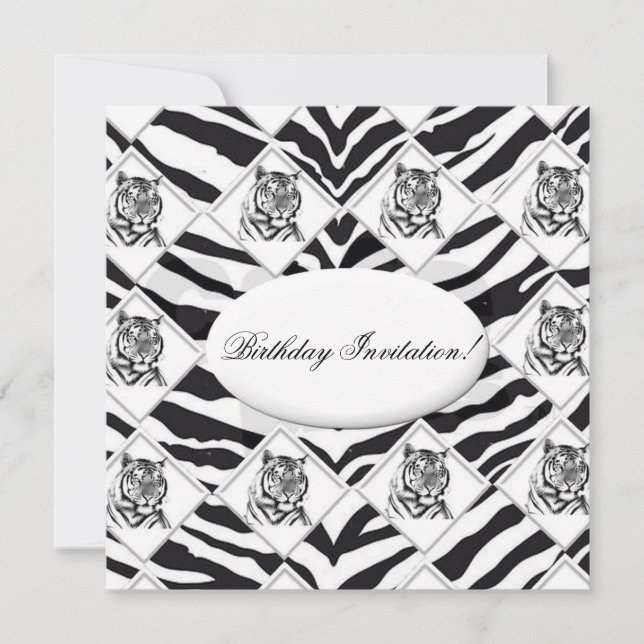 White Tiger Birthday Invitation (Front)