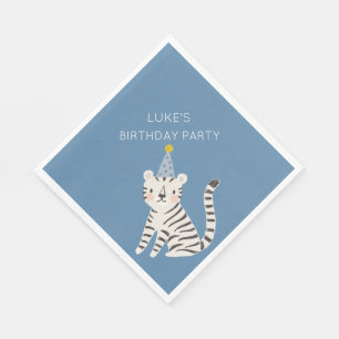 White Tiger Birthday Napkin