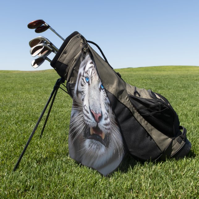 White Tiger Blue Eyes Golf Towel (Green)