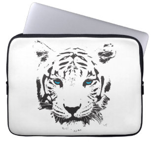 White Tiger Blue Eyes Graphic Laptop Sleeve