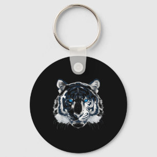 White Tiger Blue Eyes Wild Cat Animal _1 Key Ring