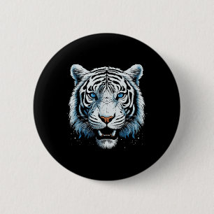 White Tiger Blue Eyes Wild Cat Animal  6 Cm Round Badge