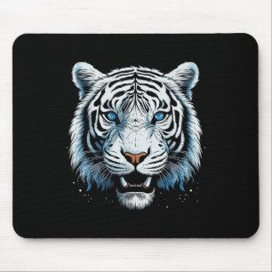 White Tiger Blue Eyes Wild Cat Animal Mouse Mat