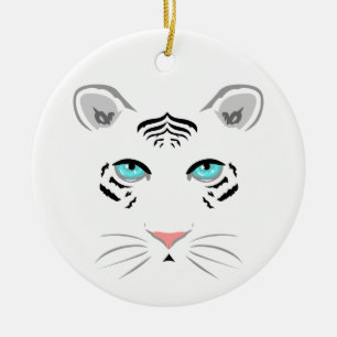 White Tiger Ceramic Tree Decoration