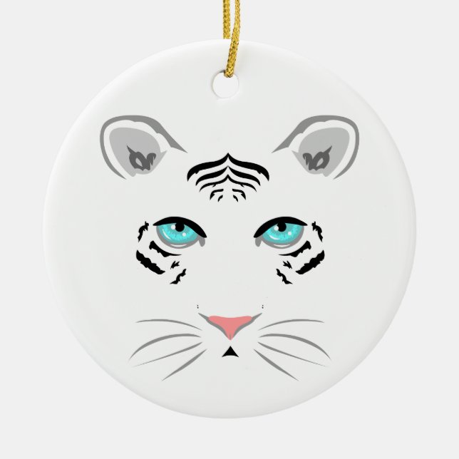 White Tiger Ceramic Tree Decoration (Front)