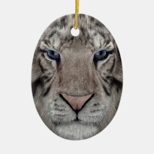 White Tiger Ceramic Tree Decoration (Front)