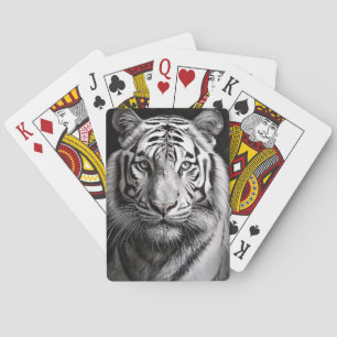 White Tiger Charcoal Playing Cards