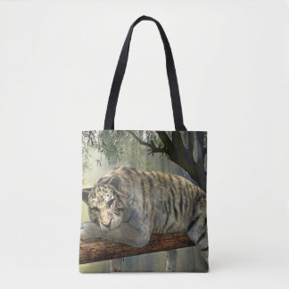 White tiger chilling in the jungle tote bag