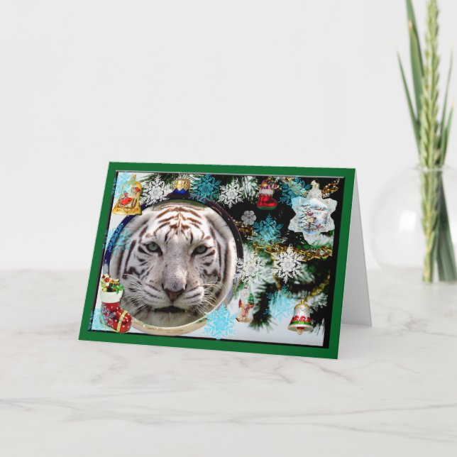 White Tiger Christmas Greeting Card (Front)