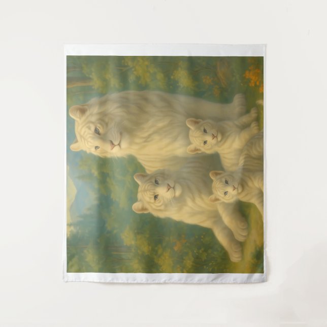 White Tiger • Dawn Forest Ancestral Family | ManJi Tapestry (Front)