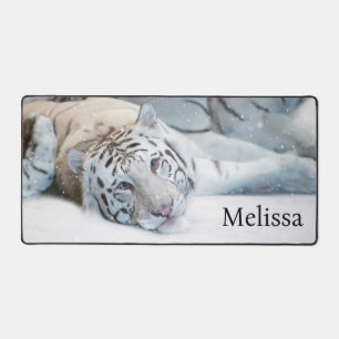 White Tiger Desk Mat