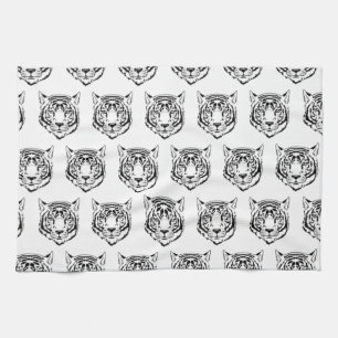 White Tiger Face Head Wild Animals Feline Lover Tea Towel