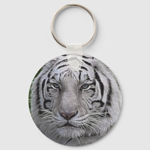 White Tiger Face Key Ring