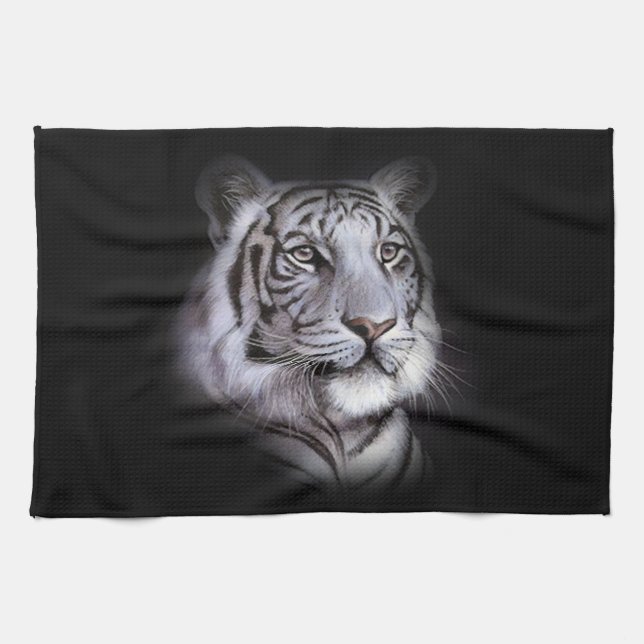 White Tiger Face Tea Towel (Horizontal)