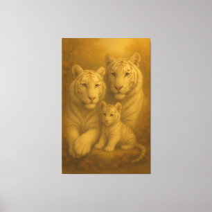 White Tiger Family – Fine Art Premium Canvas