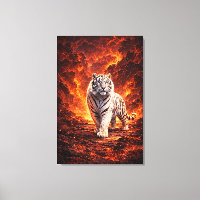 White Tiger Fantasy Art | Man Jiang Hong Art Serie Canvas Print (Front)