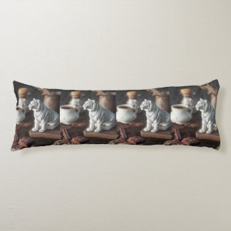 White Tiger Figurine – Rustic Chocolate & Coffee Body Cushion