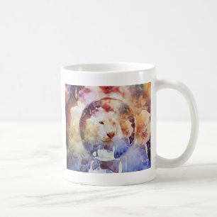 White Tiger Floral Bubble Grunge Coffee Mug