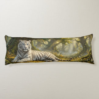 White Tiger Forest – Enchanted Woodland Serenity Body Cushion