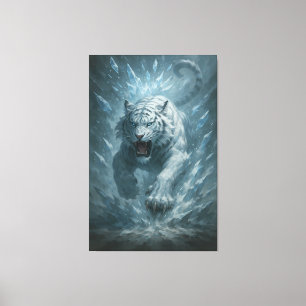 White Tiger – Frost King Ice Burst Descent – ManJi Canvas Print