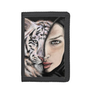 White Tiger Girl - Emotion Trifold Wallet Painting