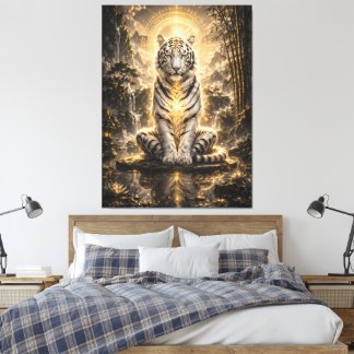 White Tiger Guardian Meditation Power Canvas Print