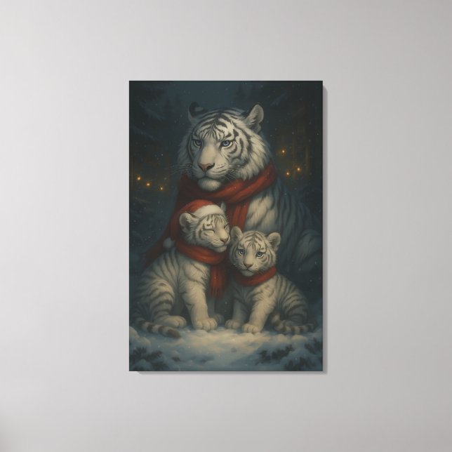 White Tiger – Guardian of Light – ManJiangHong Art Canvas Print (Front)