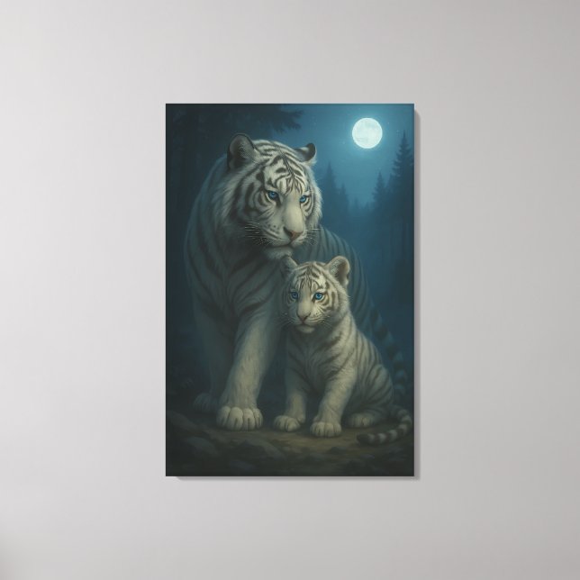White Tiger – Guardian of Light – ManJiangHong Art Canvas Print (Front)