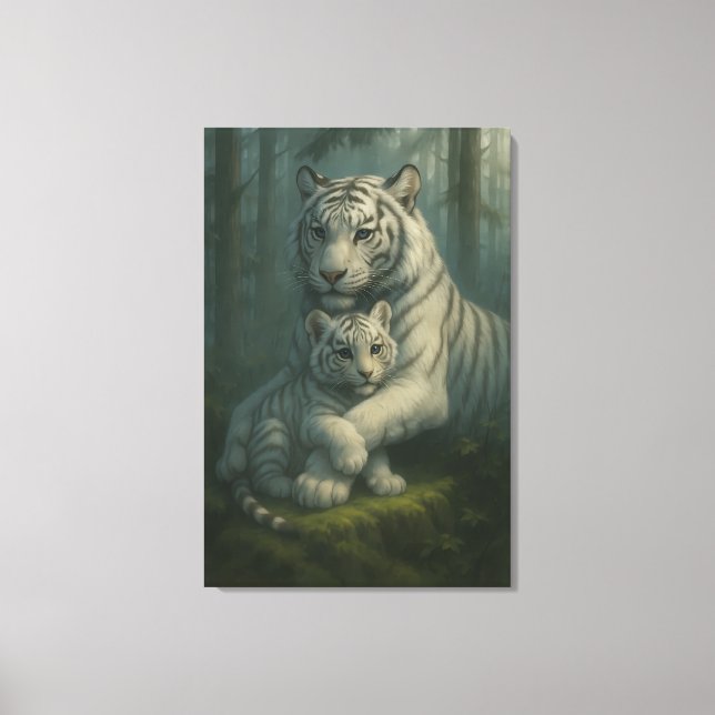 White Tiger – Guardian of Light – ManJiangHong Art Canvas Print (Front)