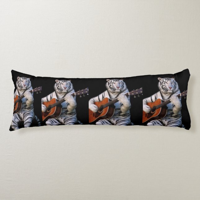 White Tiger Guitar Nocturne – Minimal Body Pillow (Front)