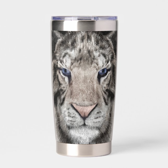White Tiger Head  Insulated Tumbler (Front)