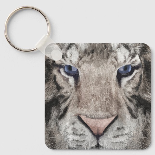 White Tiger Head  Key Ring (Front)