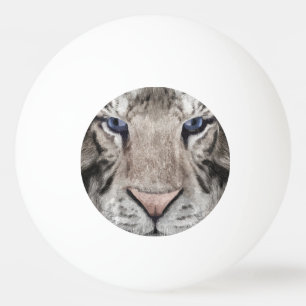 White Tiger Head  Ping Pong Ball