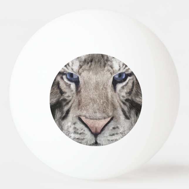 White Tiger Head  Ping Pong Ball (Front)
